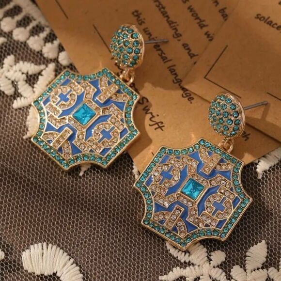 🩵 NEW Stunning & sparkling bohemian style dangle earrings 🩵 - Picture 5 of 8